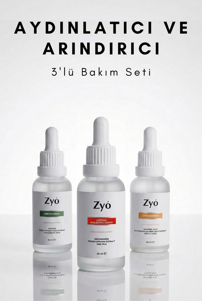 Zyo Pürüzsüz ve Aydınlık Cam Cilt Etkili Cilt Seti Gözenek Sıkılaştırıcı, Arbutin ve C Vitamini 3'lü Set