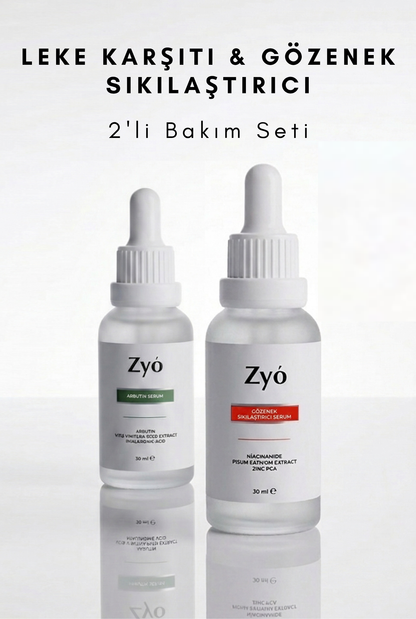 Zyo Arbutin Serum + Gözenek Sıkılaştırıcı Serum | Leke Karşıtı Aydınlatıcı Cilt Bakım Seti