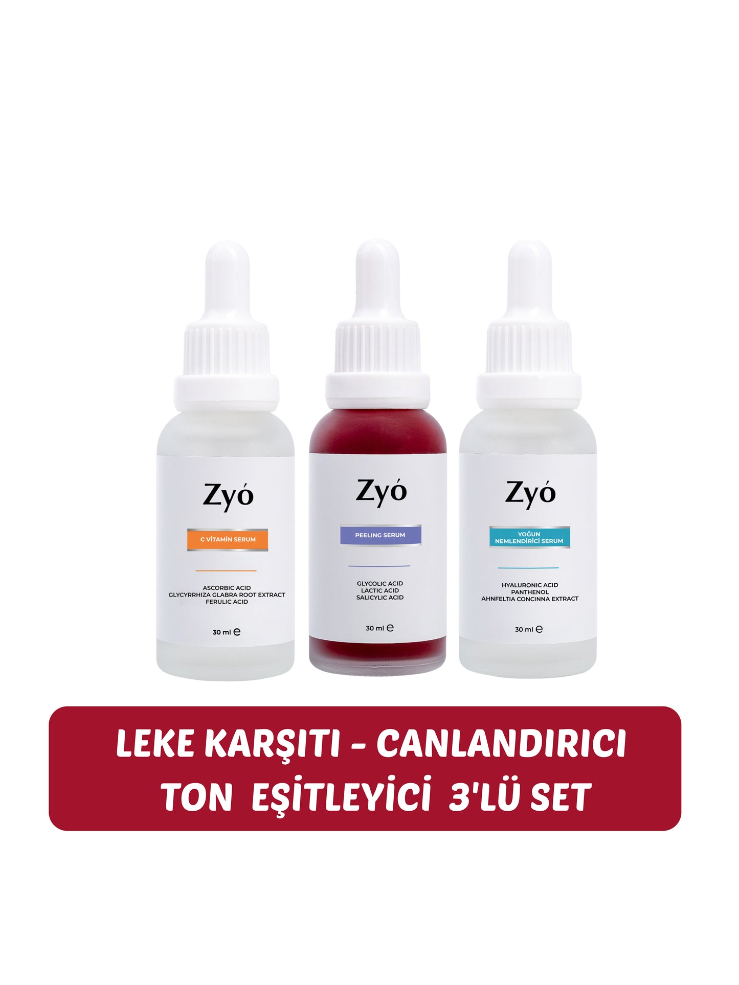 Cildi Canlandıran ve Parlatan Renk Tonu Eşitlemeye Yardımcı 3'lü Cilt Bakım Seti
